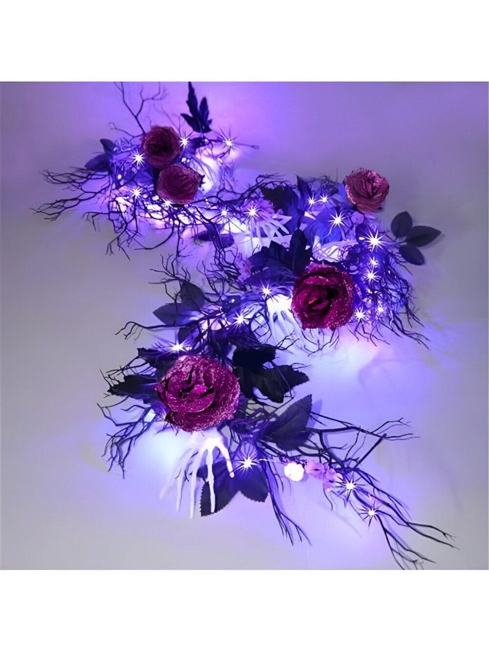 6 FT Pre‑Lit Halloween Dead Branch Garland, Battery Operated Purple LED Vine